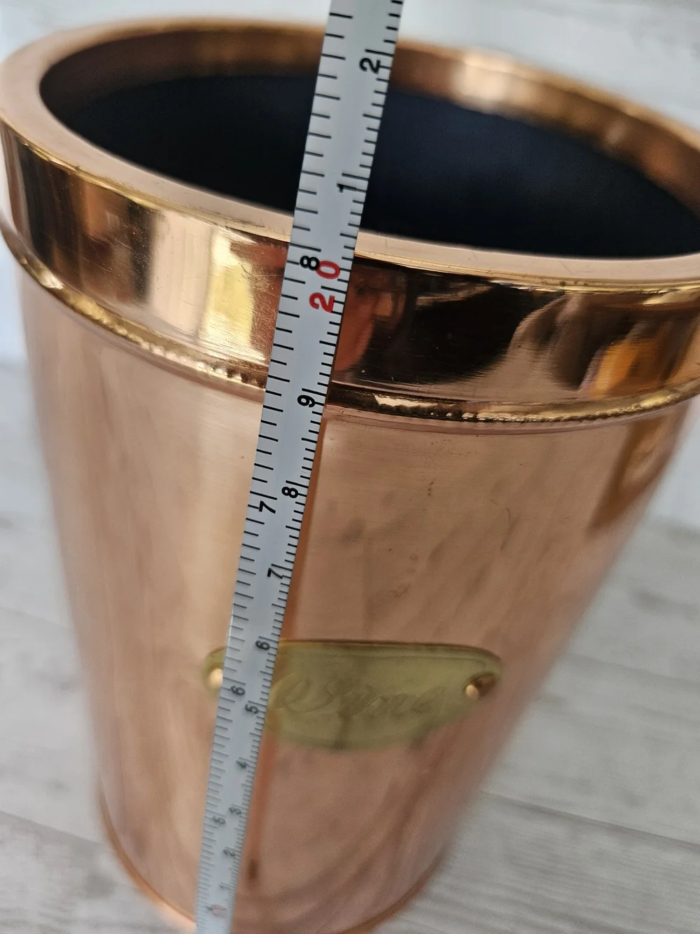 Copper Tone Wine Cooler Ice Bucket with Brass Plaque